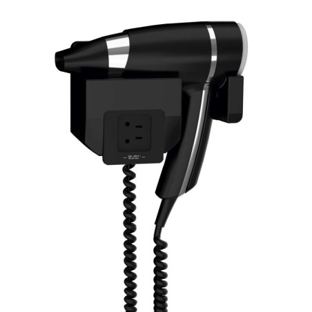 Secador de pelo BRITTONY Negro con Soporte Frontal y Toma de Afeitar 1600w -VenusCatalogo.com