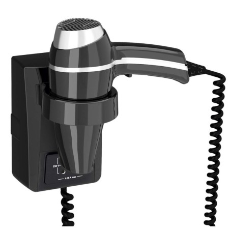 Secador de pelo CLIPPER Negro con Soporte y Toma de Afeitar 1400w - VenusCatalogo.com