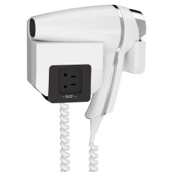 Secador de pelo CLIPPER Blanco con Soporte Frontal y Toma de Afeitar 1400w - VenusCatalogo.com