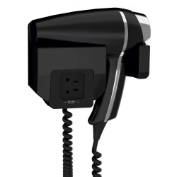 Secador de pelo CLIPPER Negro con Soporte Frontal y Toma de Afeitar 1400w -VenusCatalogo.com