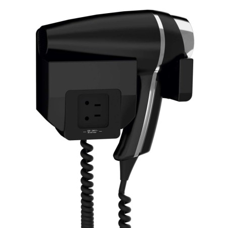 Secador de pelo CLIPPER Negro con Soporte Frontal y Toma de Afeitar 1400w -VenusCatalogo.com