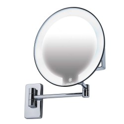 Espejo COSMOS Negro Con Luz Brazo Latón Tubular. Compra accesorios de baño para colectividades en VenusCatalogo.com