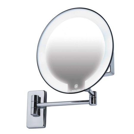 Espejo COSMOS Negro Con Luz Brazo Latón Tubular. Compra accesorios de baño para colectividades en VenusCatalogo.com