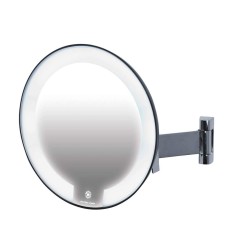 Espejo COSMOS Negro Con Luz Brazo Latón Plano. Compra accesorios de baño para colectividades en VenusCatalogo.com