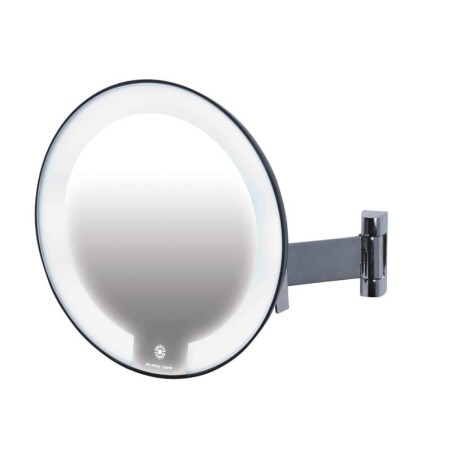 Espejo COSMOS Negro Con Luz Brazo Latón Plano. Compra accesorios de baño para colectividades en VenusCatalogo.com
