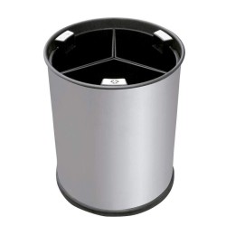 Papelera Redonda Inox Satinado 3 Cubos Negros 13 L. Compra accesorios de baño para colectividades en VenusCatalogo.com