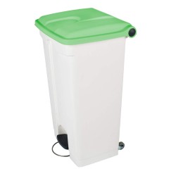 Contenedor a Pedal Plástico Tapa Verde y Ruedas 90L. Compra accesorios de baño para colectividades en VenusCatalogo.com