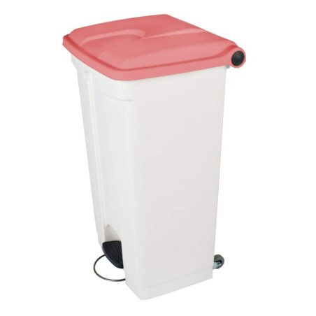 Contenedor a Pedal Plástico Tapa Roja y Ruedas 90L. Compra accesorios de baño para colectividades en VenusCatalogo.com