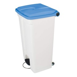 Contenedor a Pedal Plástico Tapa Azul y Ruedas 90L. Compra accesorios de baño para colectividades en VenusCatalogo.com