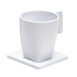 Taza y Plato MAESTRO 200 ml Blanca. Compra accesorios de baño para colectividades en VenusCatalogo.com