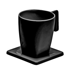 Taza y Plato MAESTRO 200 ml Negra. Compra accesorios de baño para colectividades en VenusCatalogo.com